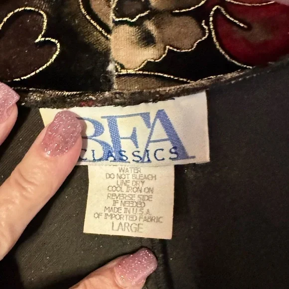 🌹 Vintage Bold Floral Velvet Cardigan Sweater – BFA Classics, Size L - Picture 5 of 8